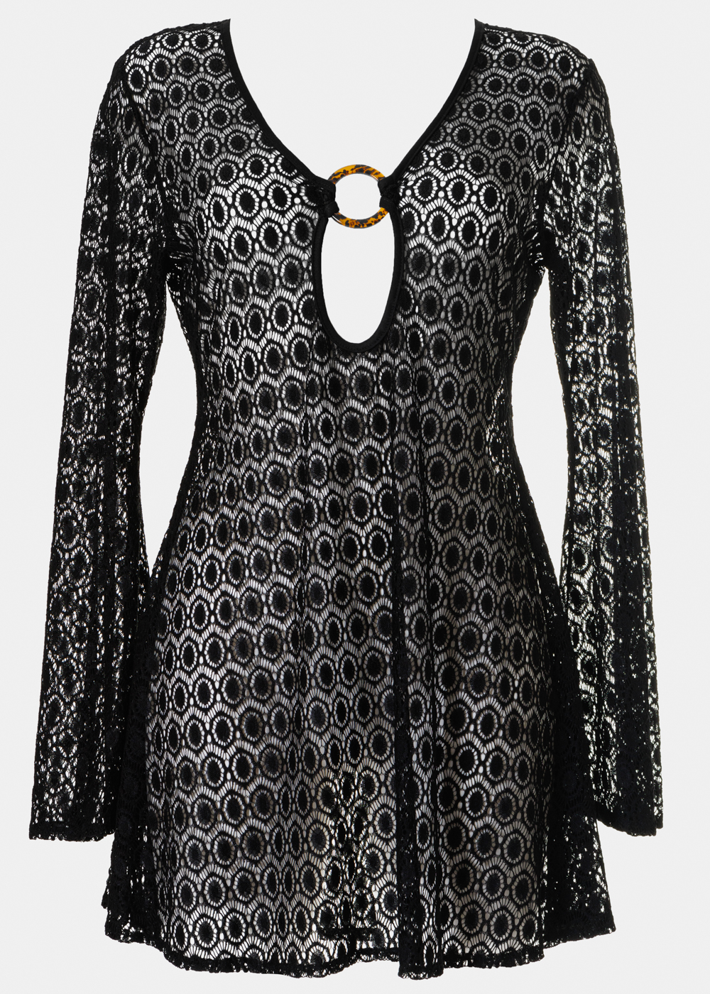 Mini Black Knitted Beachwear w/ Ring Detail